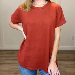 NWOT Sew In Love XL Brushed Hacci Brick Colored Shirt